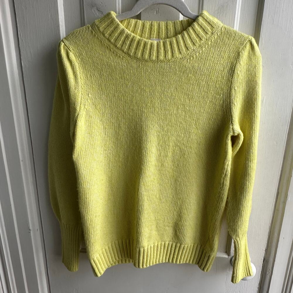 GAP Puff Sleeve Crewneck Sweater | Radioactive Yellow | Size Small - Picture 2 of 8